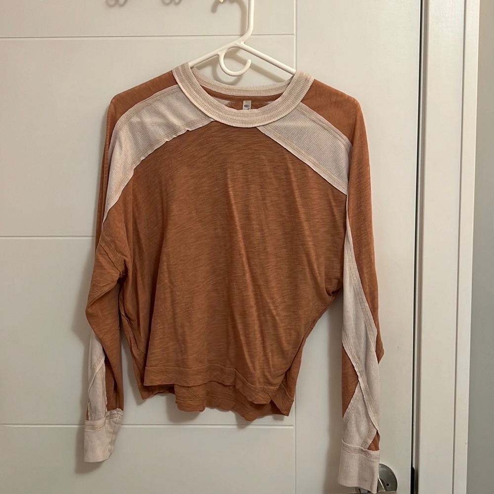 Free People Movement All About It Long Sleeve Top in Sandshell/Desert Daze Combo
